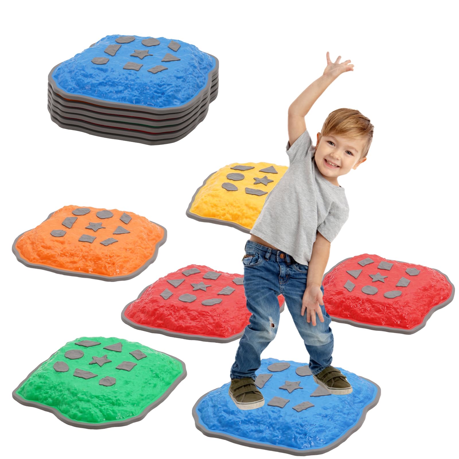 Balance Stepping Stones Kids Sensory with Blocks,Non Slip Balance Stones Toddler,Kid Obstacle Course,Stacking Indoor Play Balance Toys,Outdoor Activity Equipment,Special Needs Developmental Girls Boys