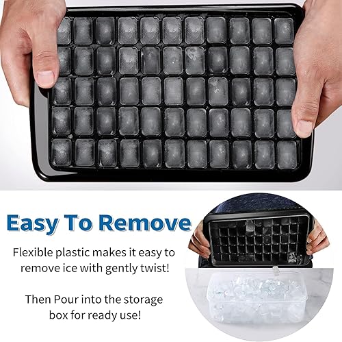 Miniatura 8 de Bandeja para cubitos de hielo con tapa y contenedor para congelador, bandeja para 55 nugget para hacer hielo, molde de hielo para café de cóctel