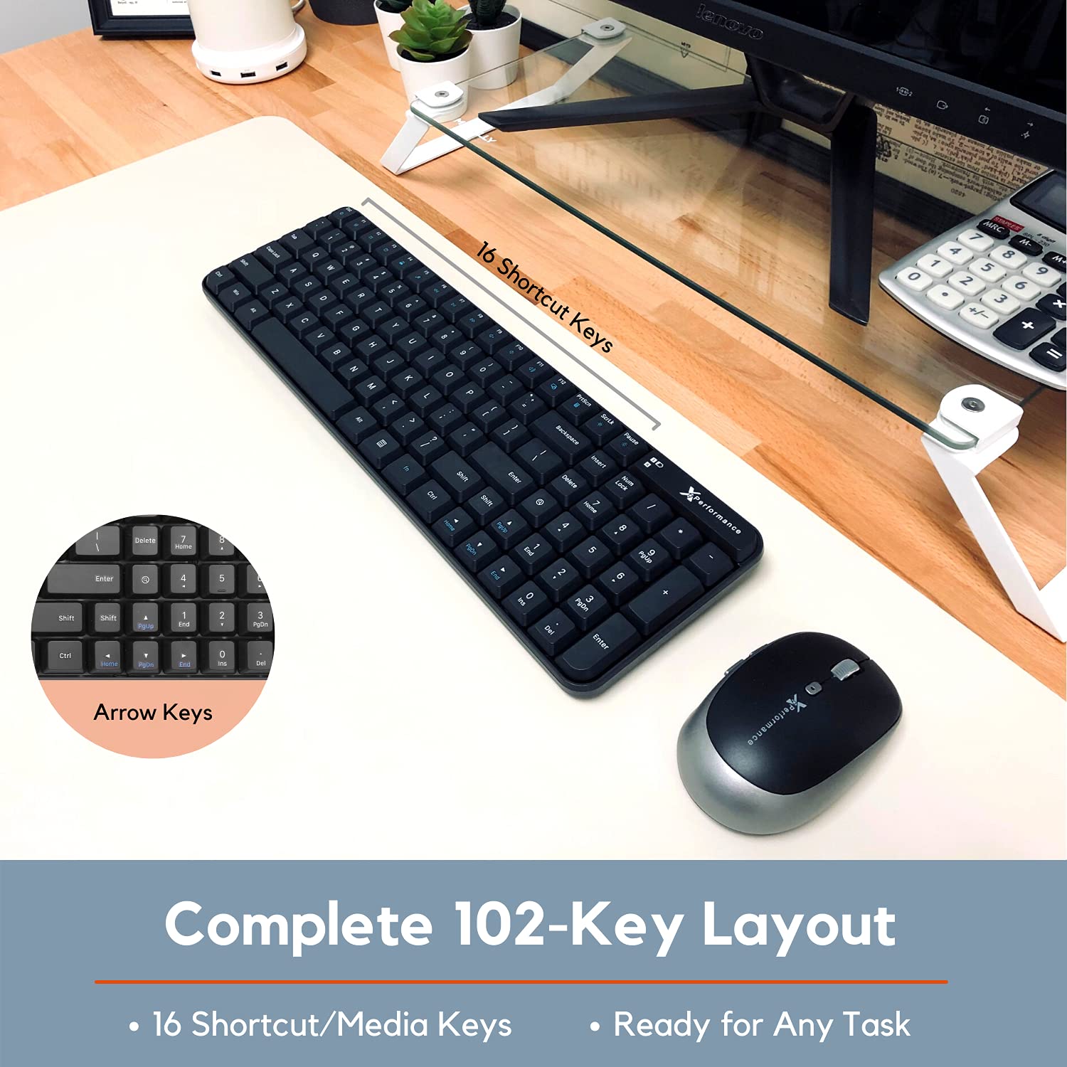 Wireless Keyboard for Laptop or Desktop, X9 Performance Small Wireless