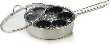 RSVP International Endurance Egg Poacher Set for 6 Eggs | Glass Lid with Steam Vent | Perfectly Poached Eggs | Includes Non-Stick Poaching Insert | Dishwasher Safe