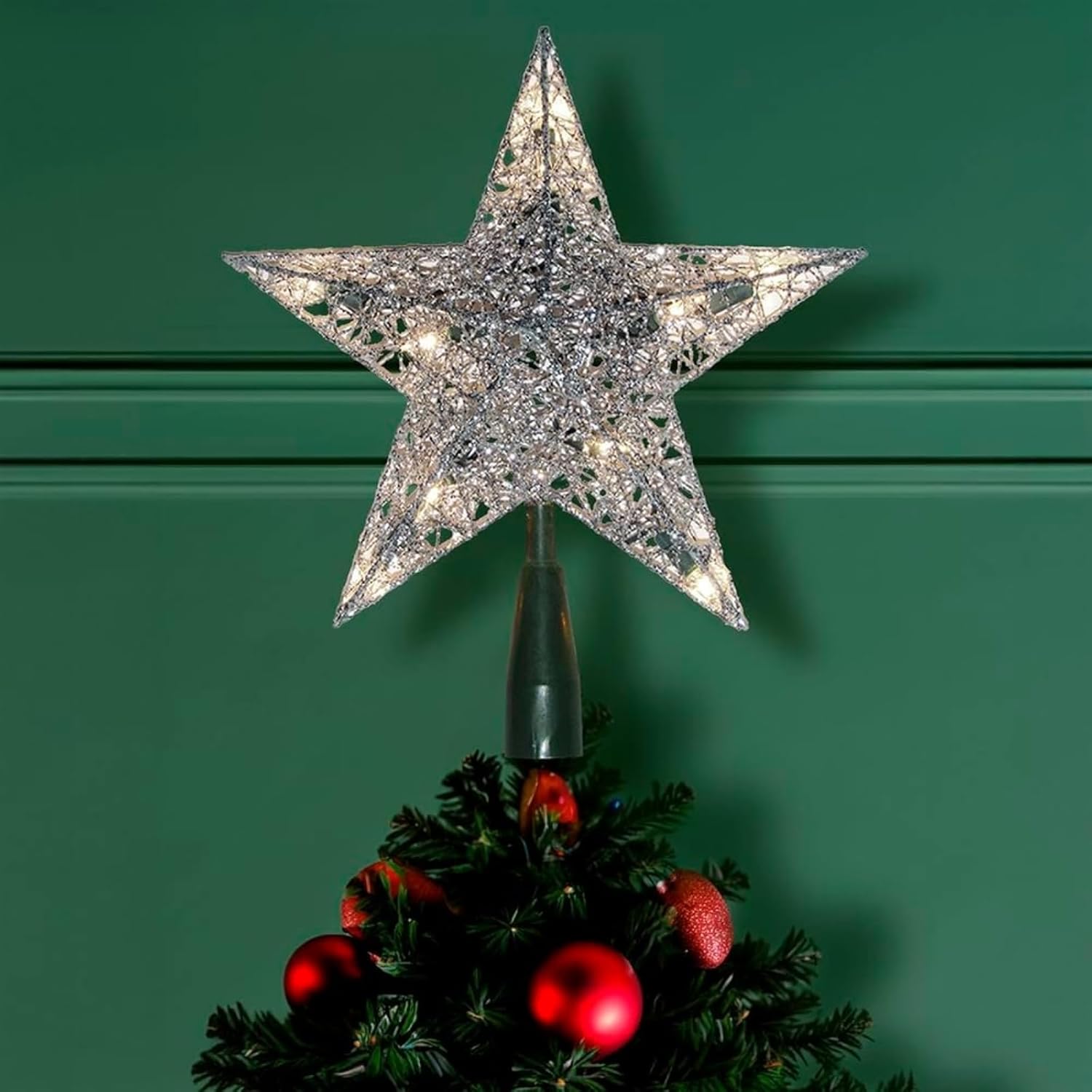 Kurt Adler 10-Light Silver Wire Treetop, 9-Inch - Image 3