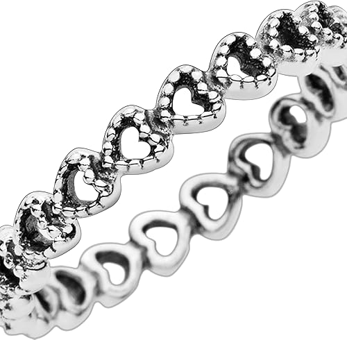 Miniatura 5 de Pandora Anillo de plata de ley con banda de corazones de joyería Metal no aplica