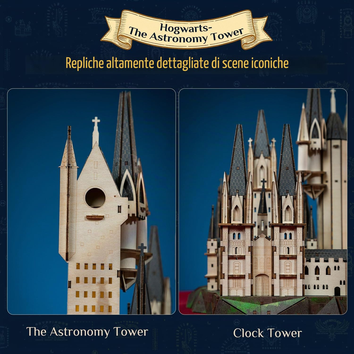 PUREMIND Harry Potter Torre di Astronomia, Puzzle 3D legno, castello magico | Licenza ufficiale, regalo Harry Potter, Torre di Astronomia, kit da montare, modellino da collezione, decorazione per mensola
