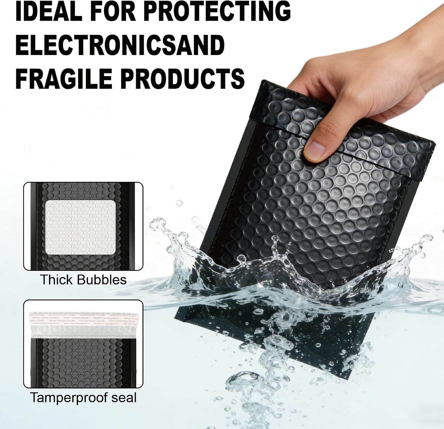 100PC Bubble Mailers 6x10 Inch, Black Self-Sealing Padded Shipping Envelopes, Waterproof Cushioned Mailers Bulk for Small Business, eCommerce, Packaging, Mailing & Shipping Supplies
