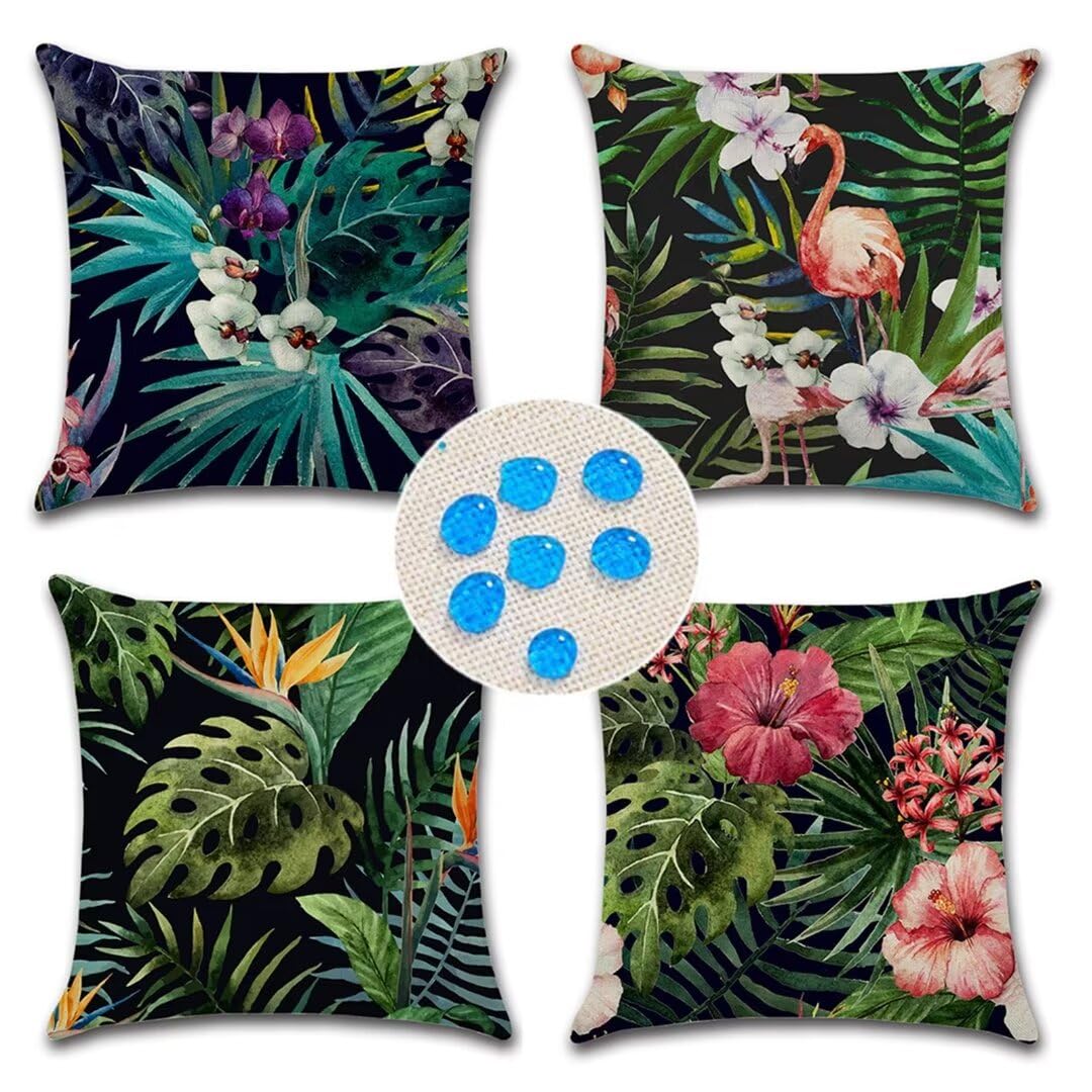 Cuscino per Divano 80x80cm/31x31in 4 Pack Fodere per Cuscini Impermeabili Fenicotteri Fodera per Cuscino Decorativo Copricuscini in Lino per Divano Casa Esterni Interni Fodere Cuscino Esterno ZC-223