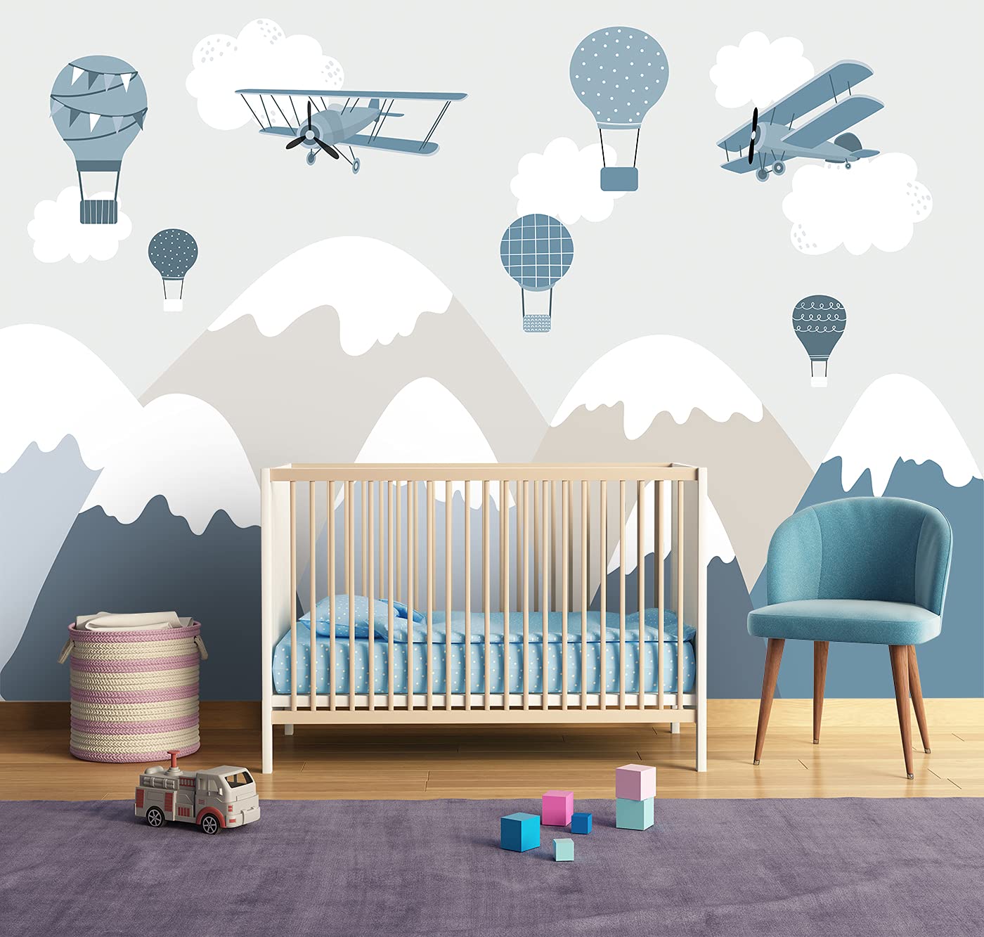 Flfk Cartoon Snowy Mountain Childrens Mural Peel And Stick Wallpaper ...