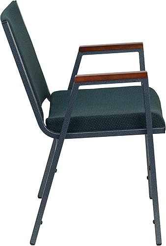 Miniatura 4 de Flash Furniture HERCULES Series - Silla apilable de tela verde resistente con brazos y soporte de pandeo