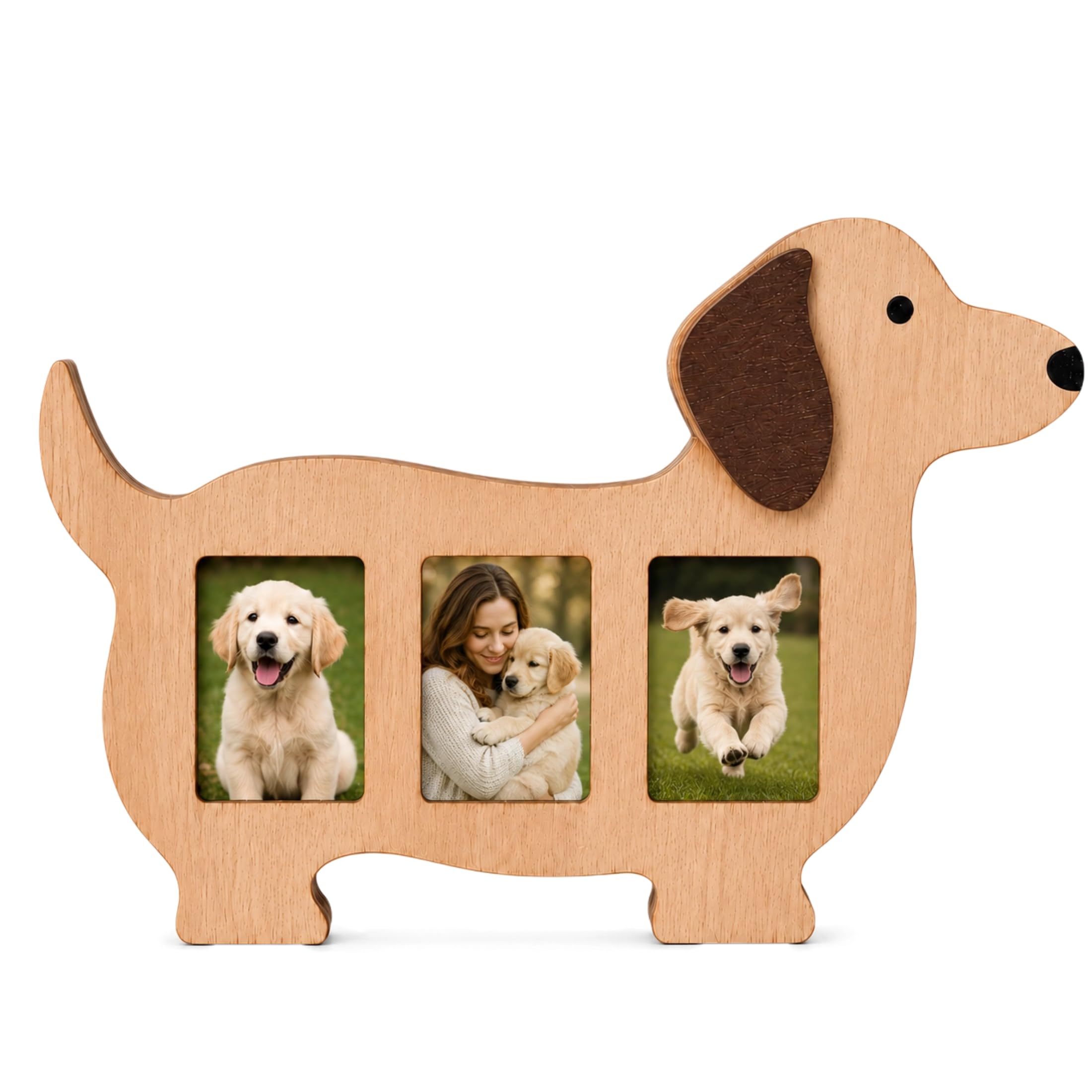 Pyananao Dog Memorial Photo Frame for 3 Mini Photos, Dachshund Keepsake