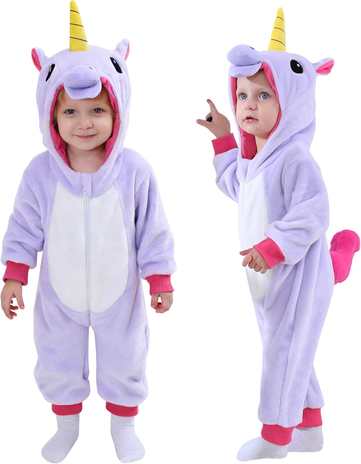 TONWHAR Kids' And Toddlers' Infant Tiger Dinosaur Animal Fancy Dress Costume Outfit Hooded Romper Jumpsuit