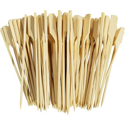 Noa Store 4 Inches Natural Bamboo Picks Paddle Skewers - 200 Count