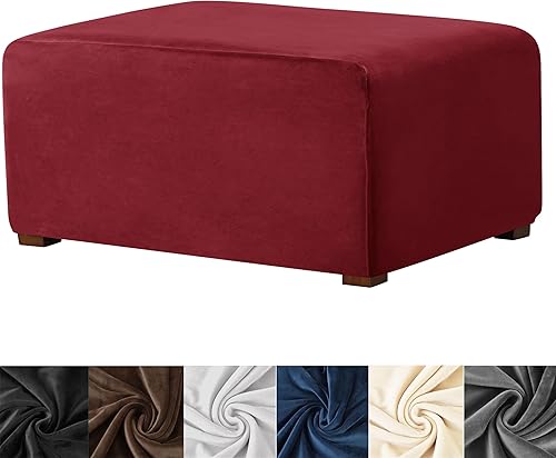 Miniatura 7 de Funda otomana rectangular, de terciopelo elástico, fundas otomanas rectangulares gruesas, fundas rectangulares para otomanas, funda de taburete
