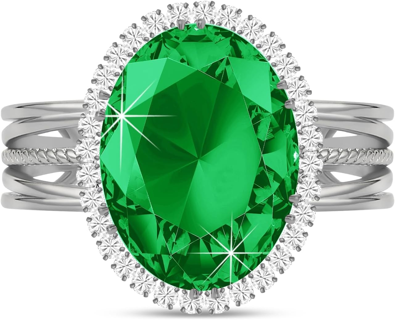 Linawe Birthstone Chunky Adjustable Rings for Women, Gold/Silver/Rose Gold Statement Rings, Imitation Diamond Fake Gemstone Crystal Cocktail Ring, Cubic Zirconia Costume Jewelry