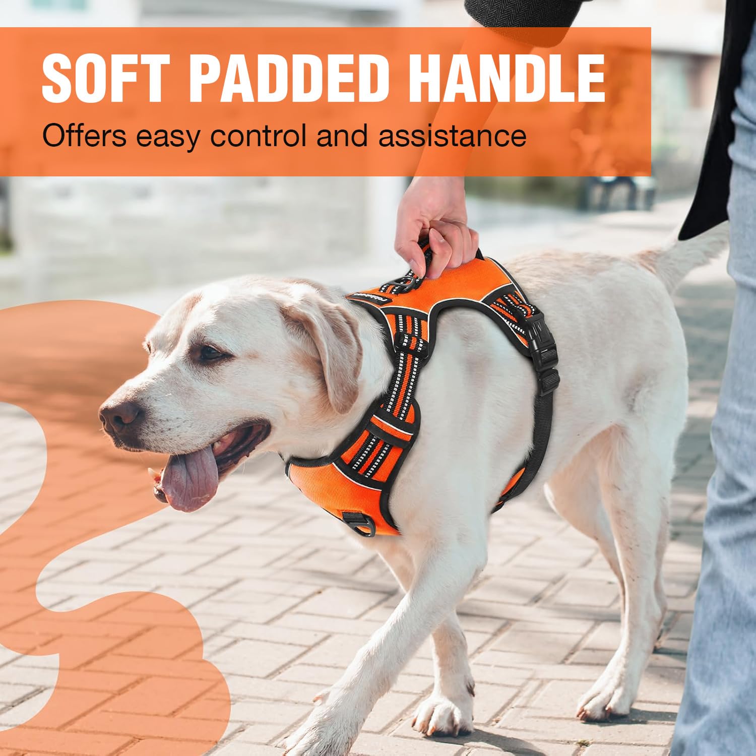 Lyrovo Arnés ajustable sin tirones con correa para perros pequeños, medianos y grandes, reflectante, transpirable, cómodo arnés de chaleco para entrenamiento y pasear (naranja, talla S (4-13 kg)