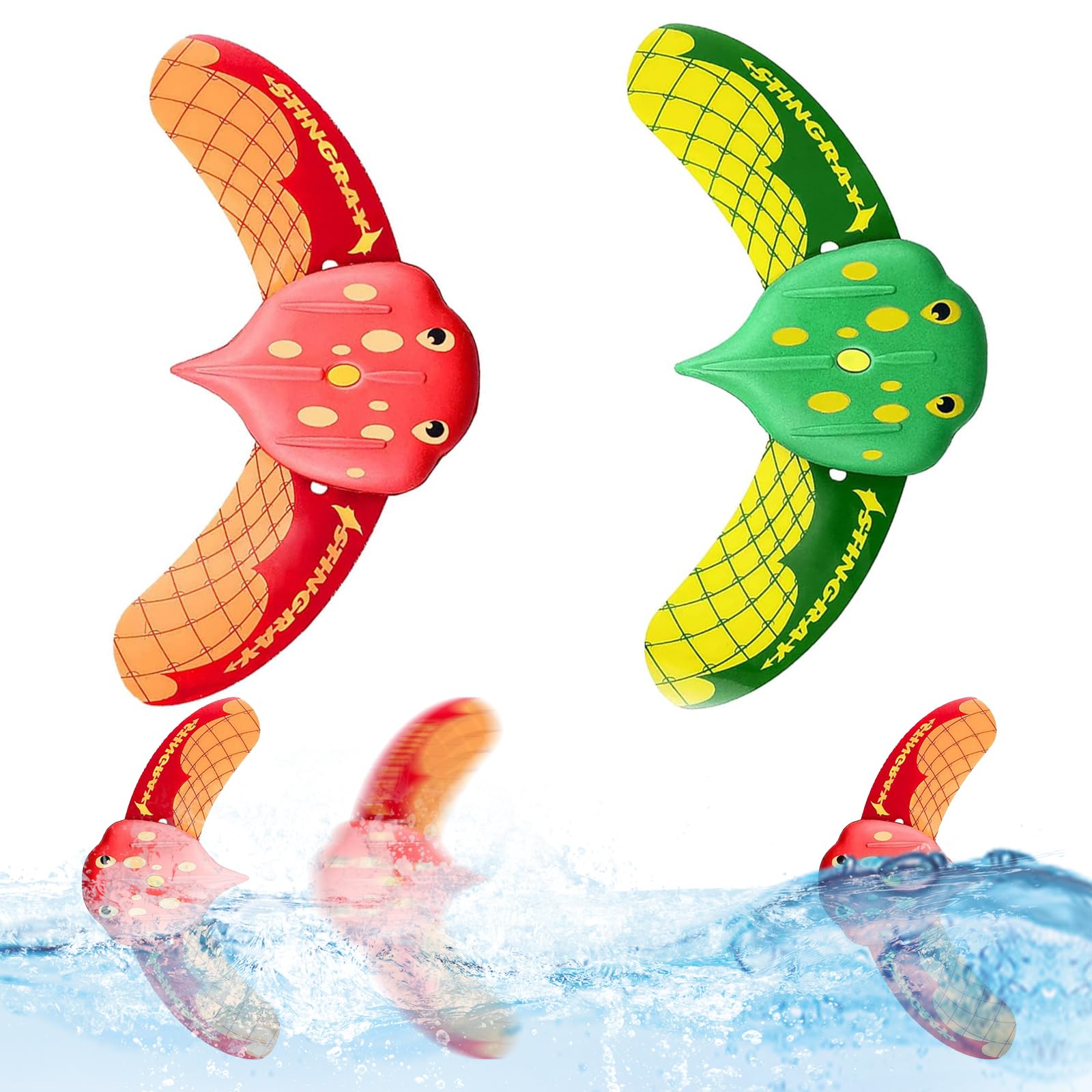 Quorlis Diving Toys for Swimming Pool – 2PCS Stingray Underwater Glider Water-Powered Pool Toy with Adjustable Fins & Wings, Fast Swimming Fish Toy for Pool Games, Beach Water Fun