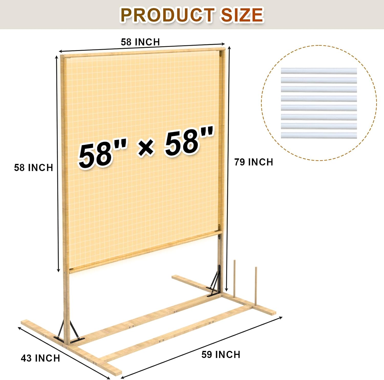Kerty Extra Large Tufting Frame, 79" × 58" Wooden Tufting Frame for Rug Making, A Safer Tufting Cloth Stand Using Plastic U-Shaped Channels Instead of Nails