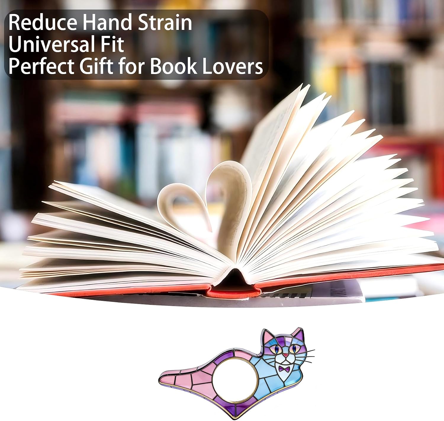 Colorful Cat Book Page Holder, Thumb Book Page Holder, Reading Accessory, Smooth Lightweight Acrylic Book Page Holders for Students, Teachers, Book Lovers, Literary & Bookworm Ideal Gift image 3
