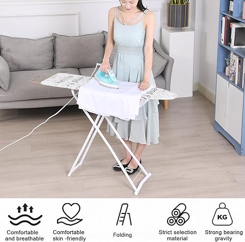 Miniatura 4 de Tabla de planchar plegable de tamaño completo de 42 pulgadas, tabla de hierro plegable portátil con altura ajustable, cubierta resistente al calor,