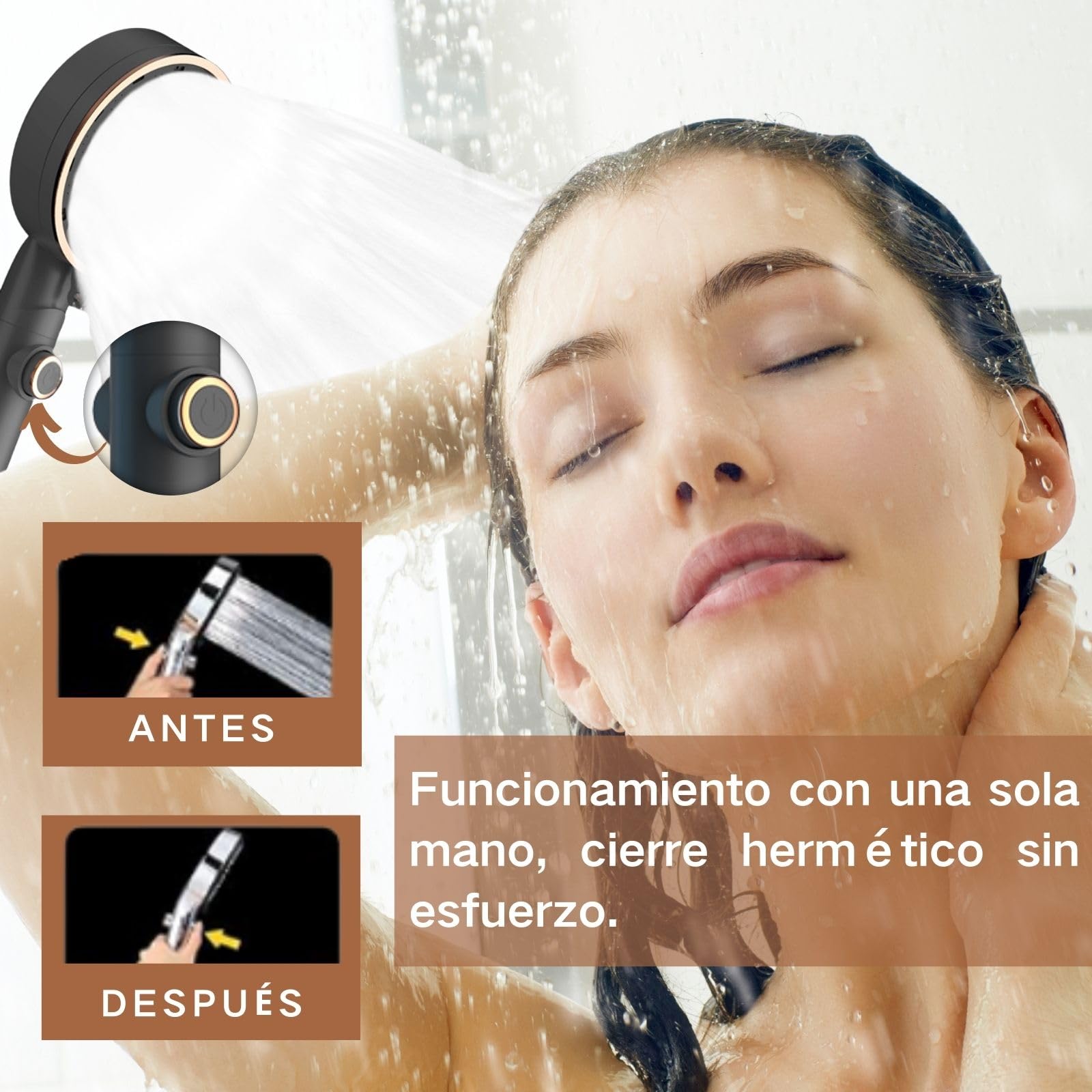 Soffione per Doccia, Soffione per Doccia con Filtro Regolabile a Tre Posizioni, Testina Doccia ad Alta Pressione, Doccia a Pioggia con Risparmio Idrico, Pulsante di Arresto Istantaneo, Argentato