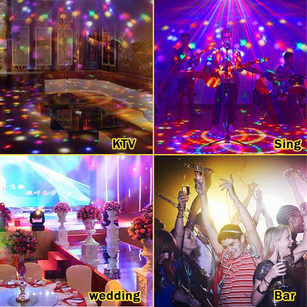 Bola de discoteca, luz de discoteca RGB activada por música, casquillo E27, iluminación de fiesta con Bluetooth, mando a distancia, para uso doméstico, fiestas, cumpleaños, Halloween, karaoke