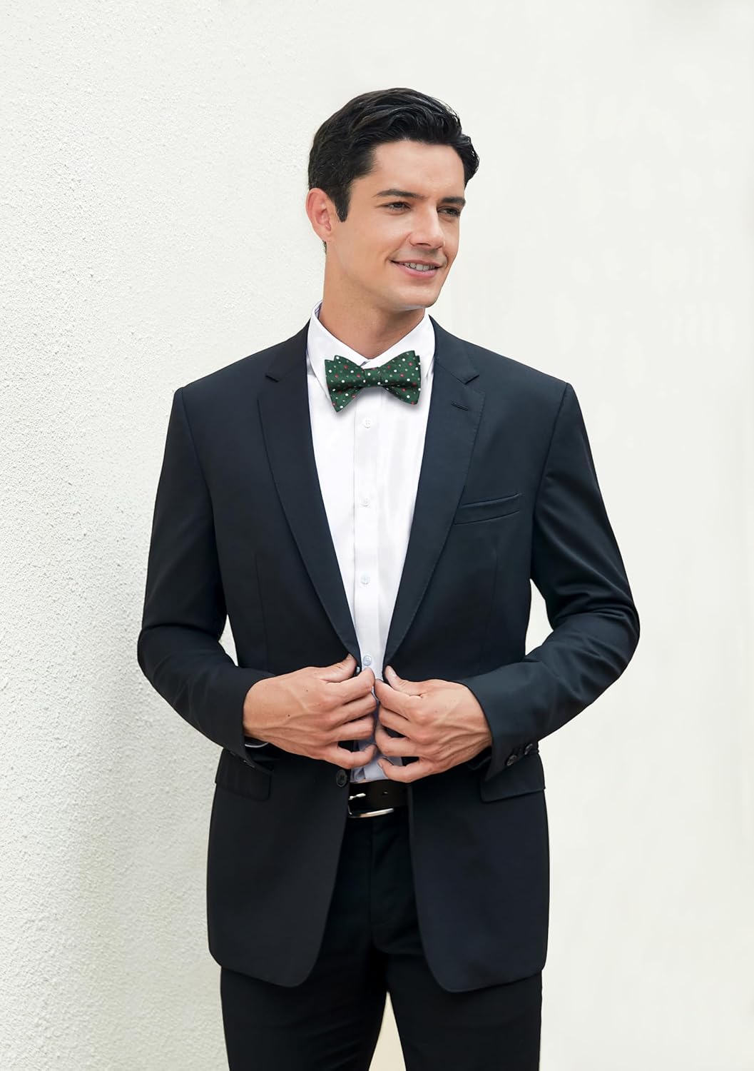 HISDERN Bow Ties for Men Polka Dot Selftie Bowtie and Pocket Square Classic Business Tuxedo Wedding Bowties Handkerchief - Image 6