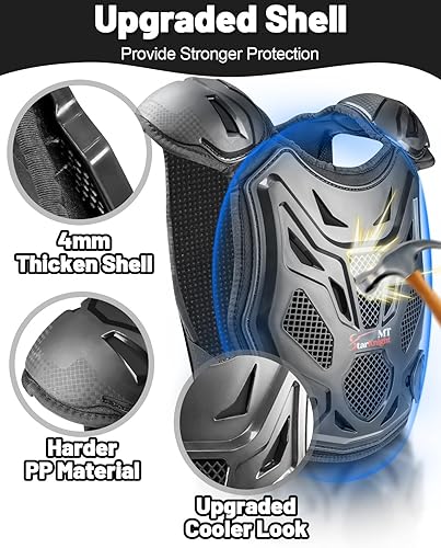 Vista 10 de StarknightMT Equipo de motocross para niños, carcasa gruesa mejorada, equipo de protección profesional de protección para el pecho, para motocross