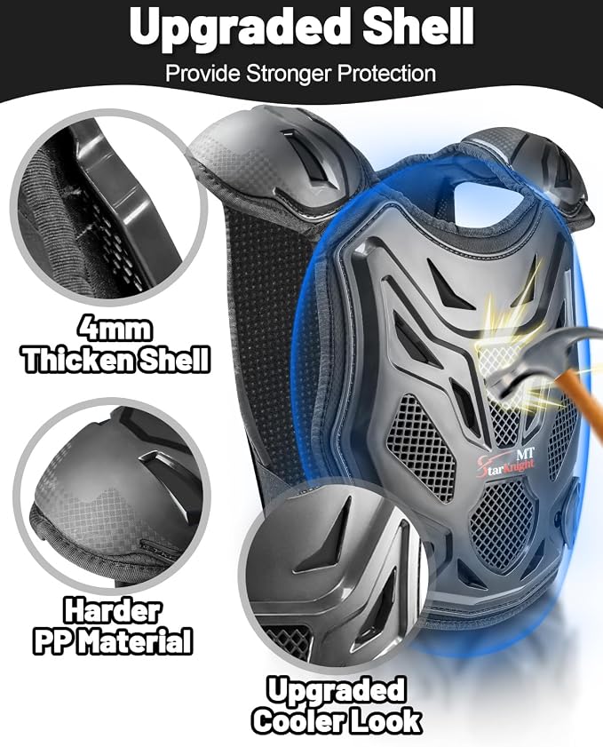 Set de Chaleco Protector para Niños Motocross con Rodilleras y Coderas Negro miniatura 2