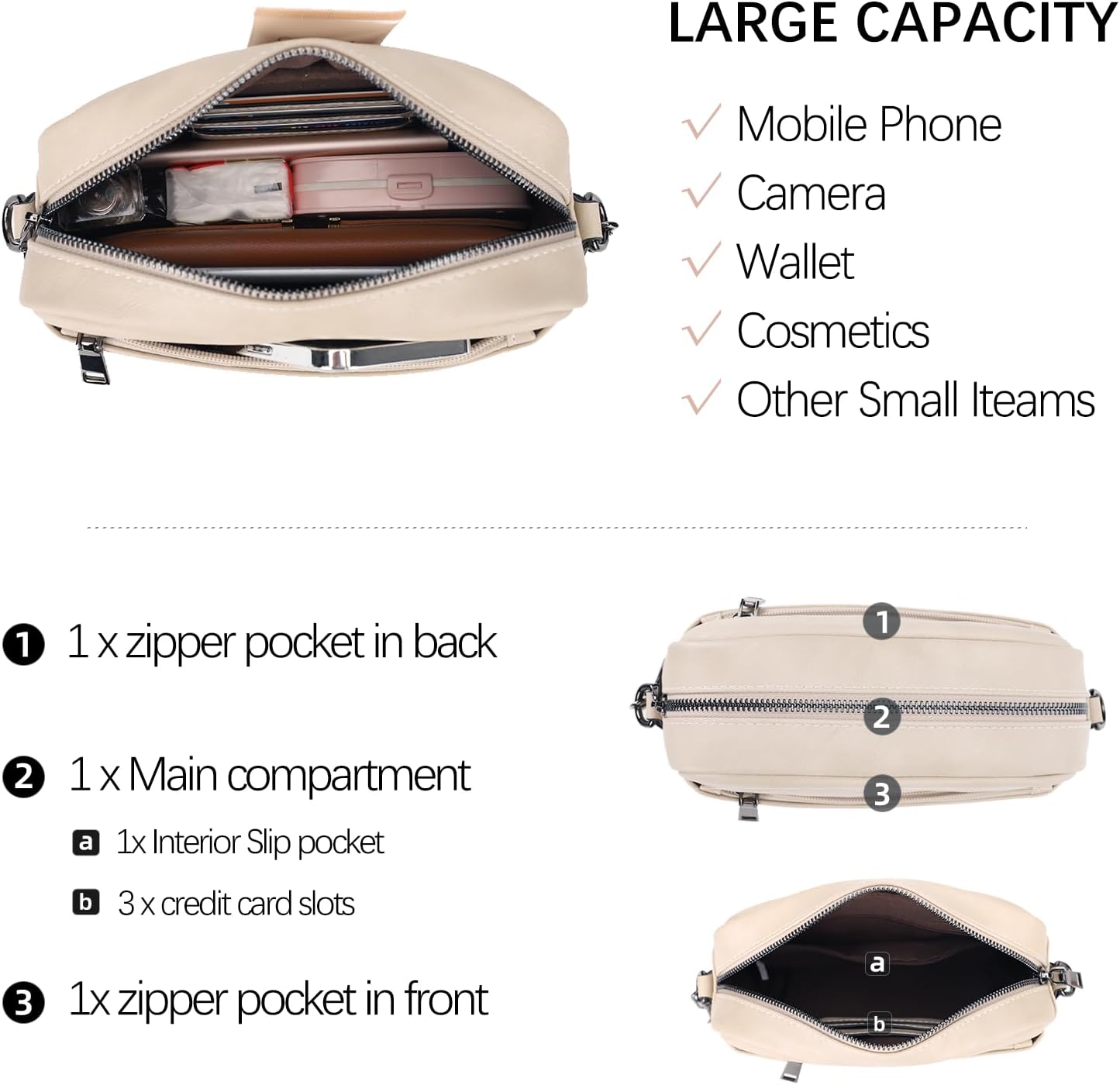 KL928 Small Crossbody Bag for Women, Soft FAUX Leather Cell Phone Purse，Adjustable Strap Shoulder Handbags Wallet Purse | Small, Soft, Adjustable Strap - Image 5