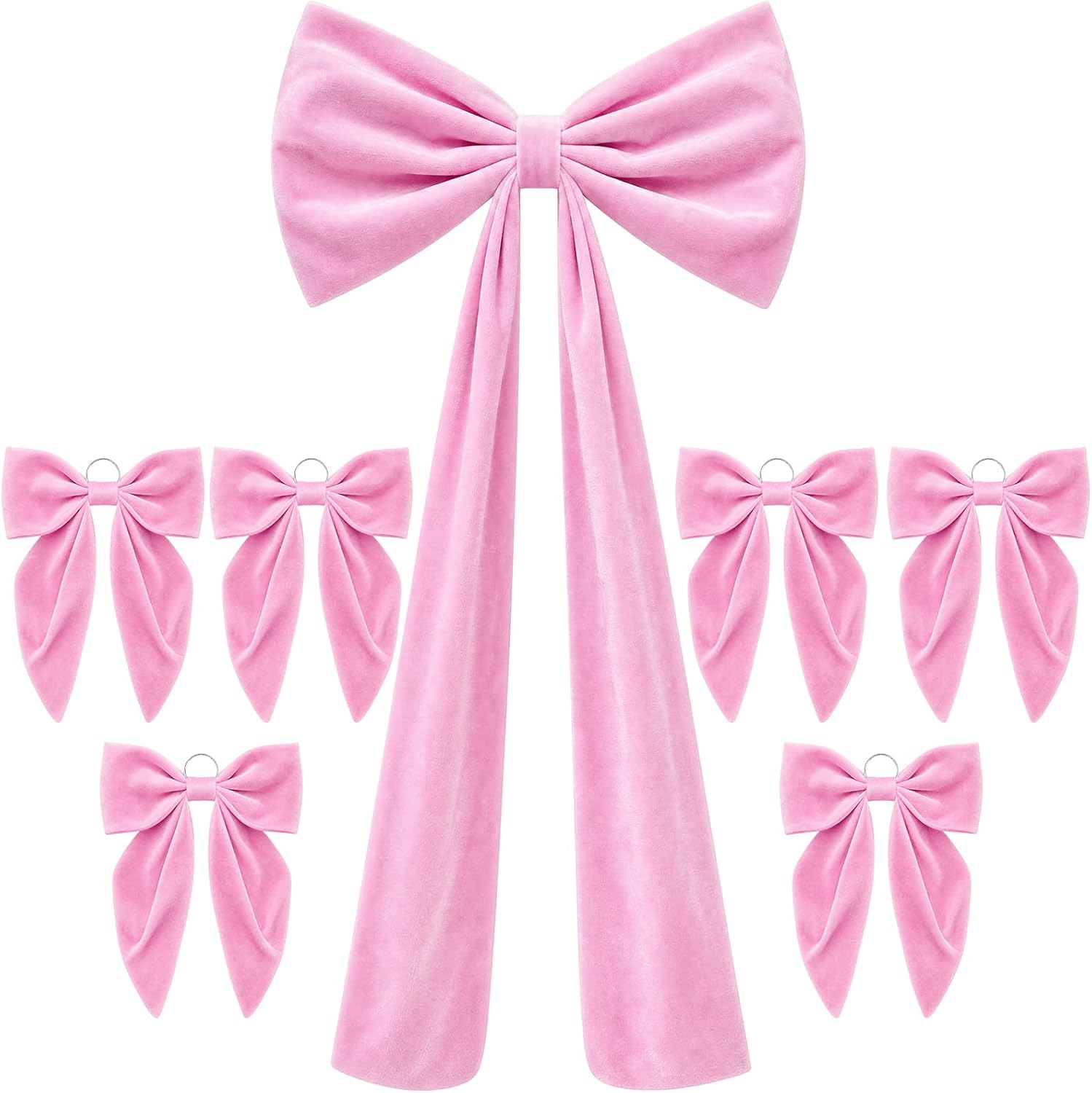 Crowye 7 Pcs Giant Velvet Pink Coquette Bow Decoration