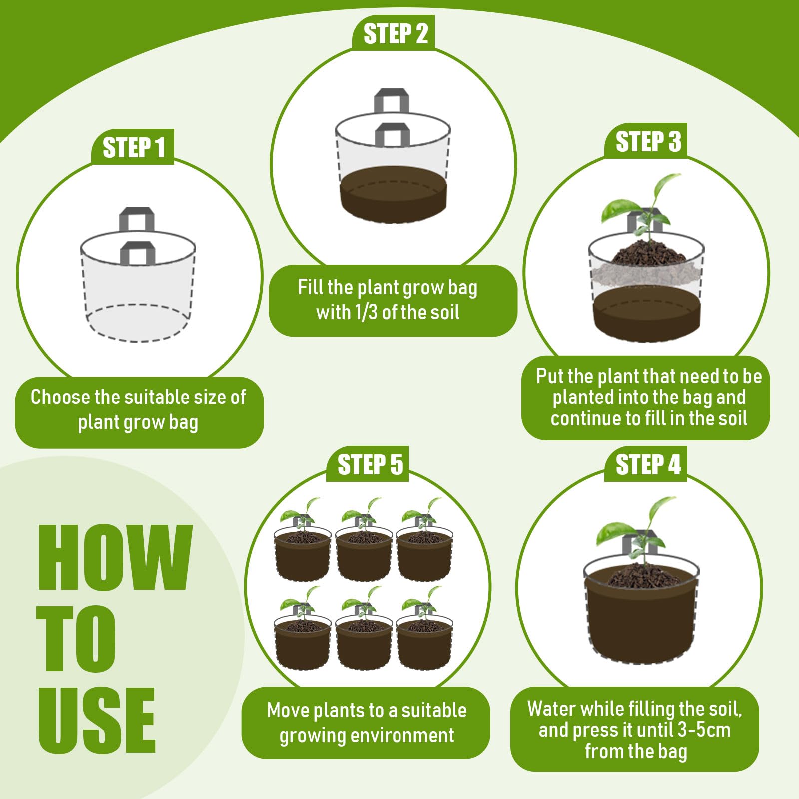 Nuenen 50 Bolsas de Cultivo para Plantas de 3 Galones con Asas Macetas de Tela de Cultivo de Aireación Bolsa de Siembra No Tejida Saco de Plantas Engrosado Resistente para Jardín Verdura Flor Frutas