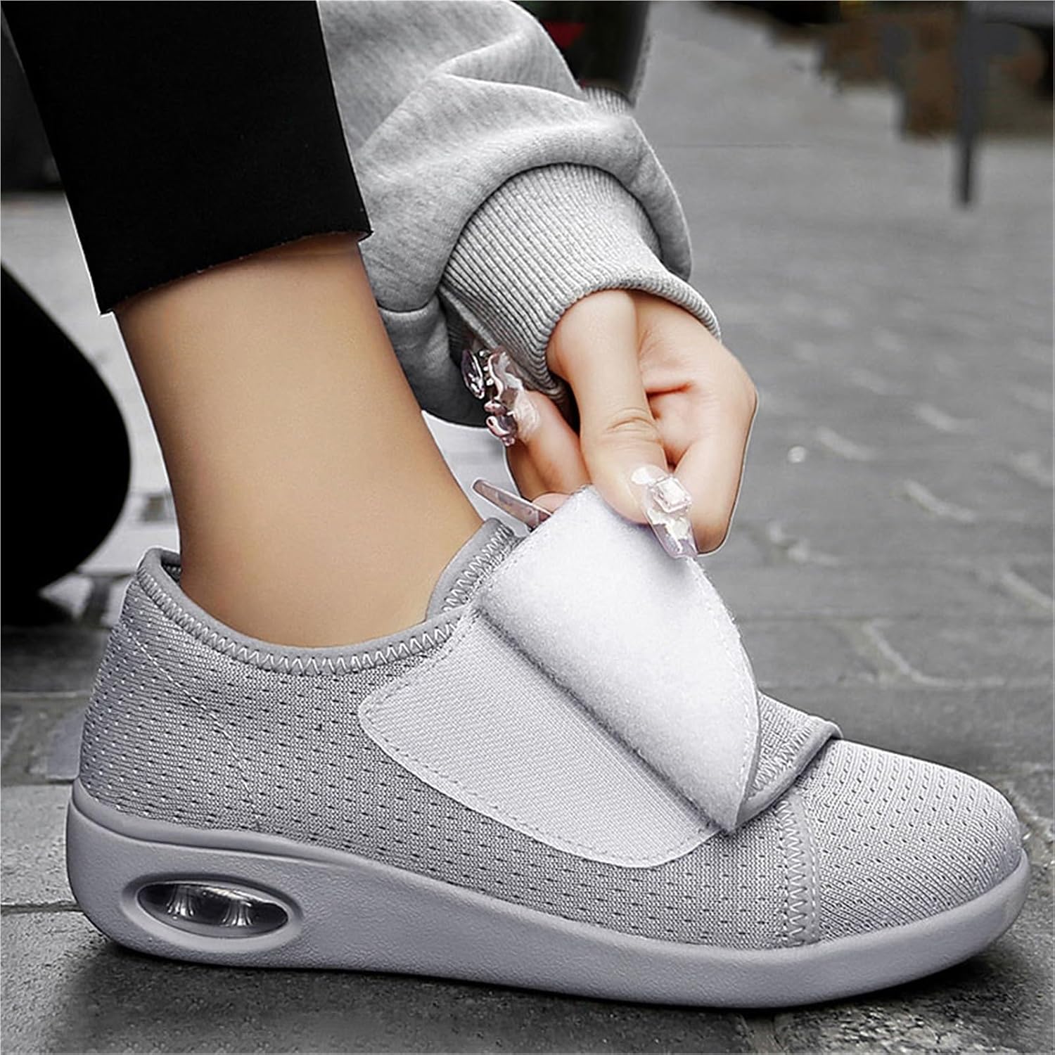 Yytcsjz Diabetic Foot Shoes, Men's Elderly Breathable Plantar Fasciitis Adjustable Diabetic Edema Shoes, Comfy Indoor Outdoor Extra Wide House, for Neuropathy Swollen Feet Shoes Pain Relief