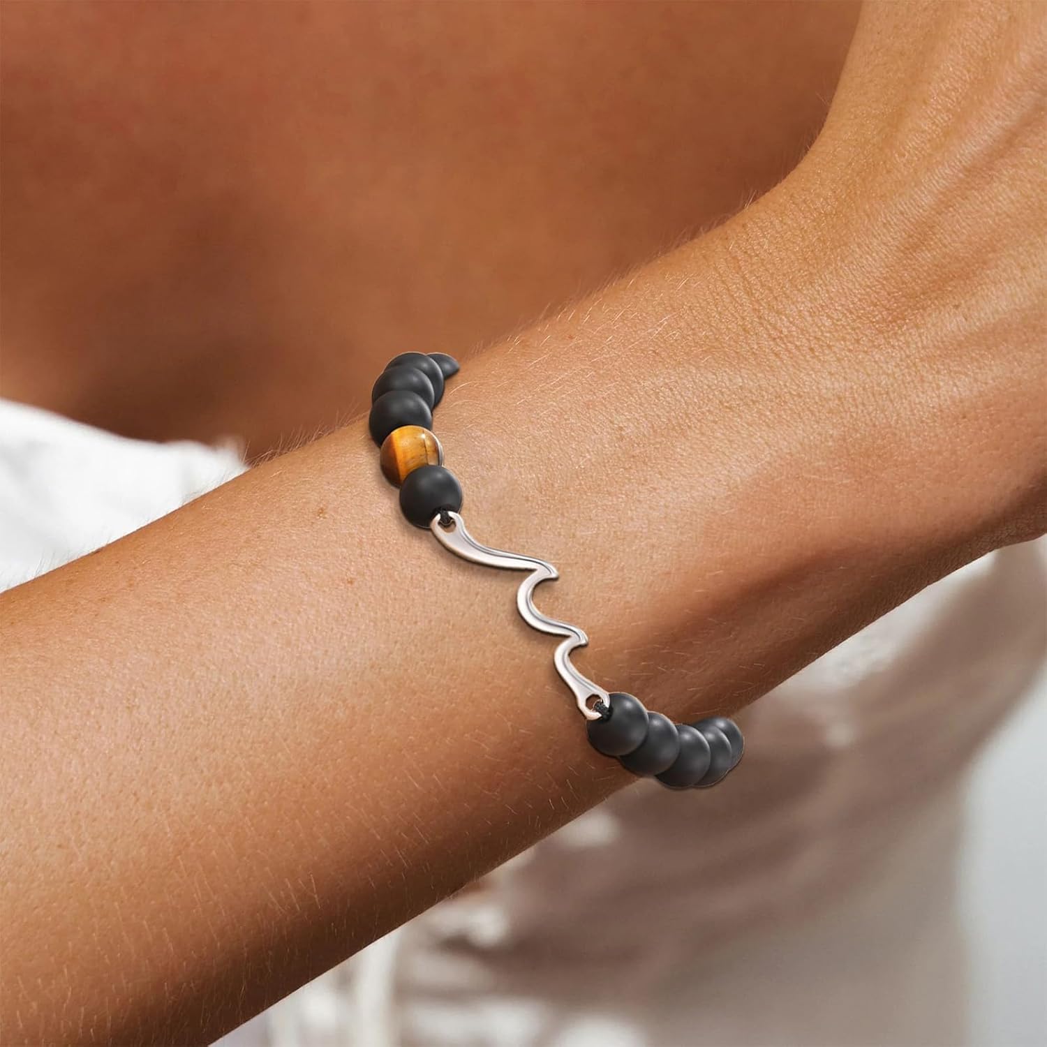 To My Son Bracelet from Mom Dad Mens Rosary Tiger Eye Bracelet Bracelets Inspirational Birthday Gifts for Men Son Gifts from Mom - Image 4