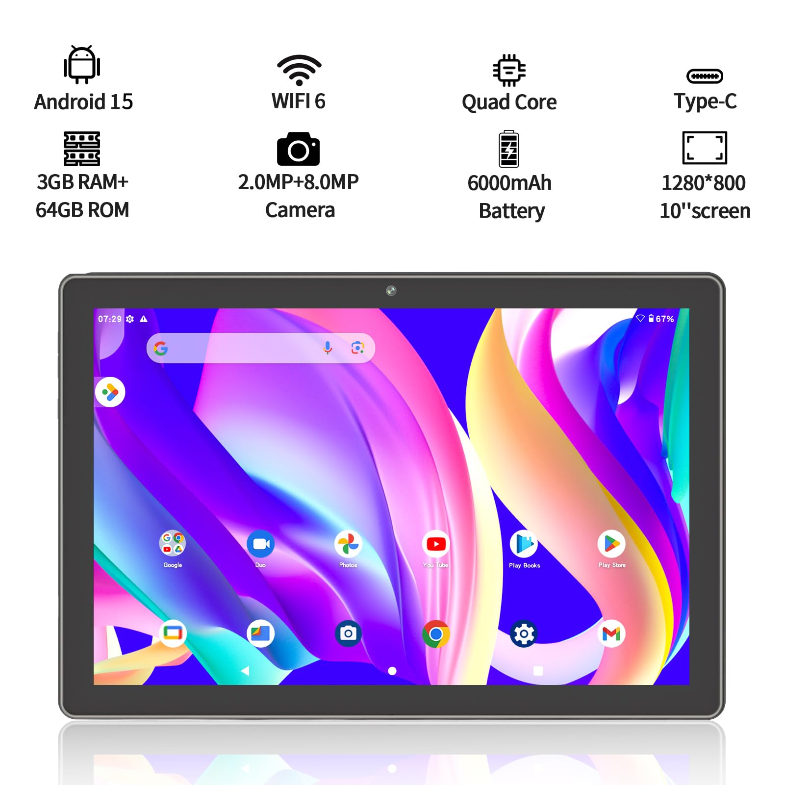 Amazon.com : VOLENTEX 10 '' Android 15 Tablet, 10 inch Tablets for