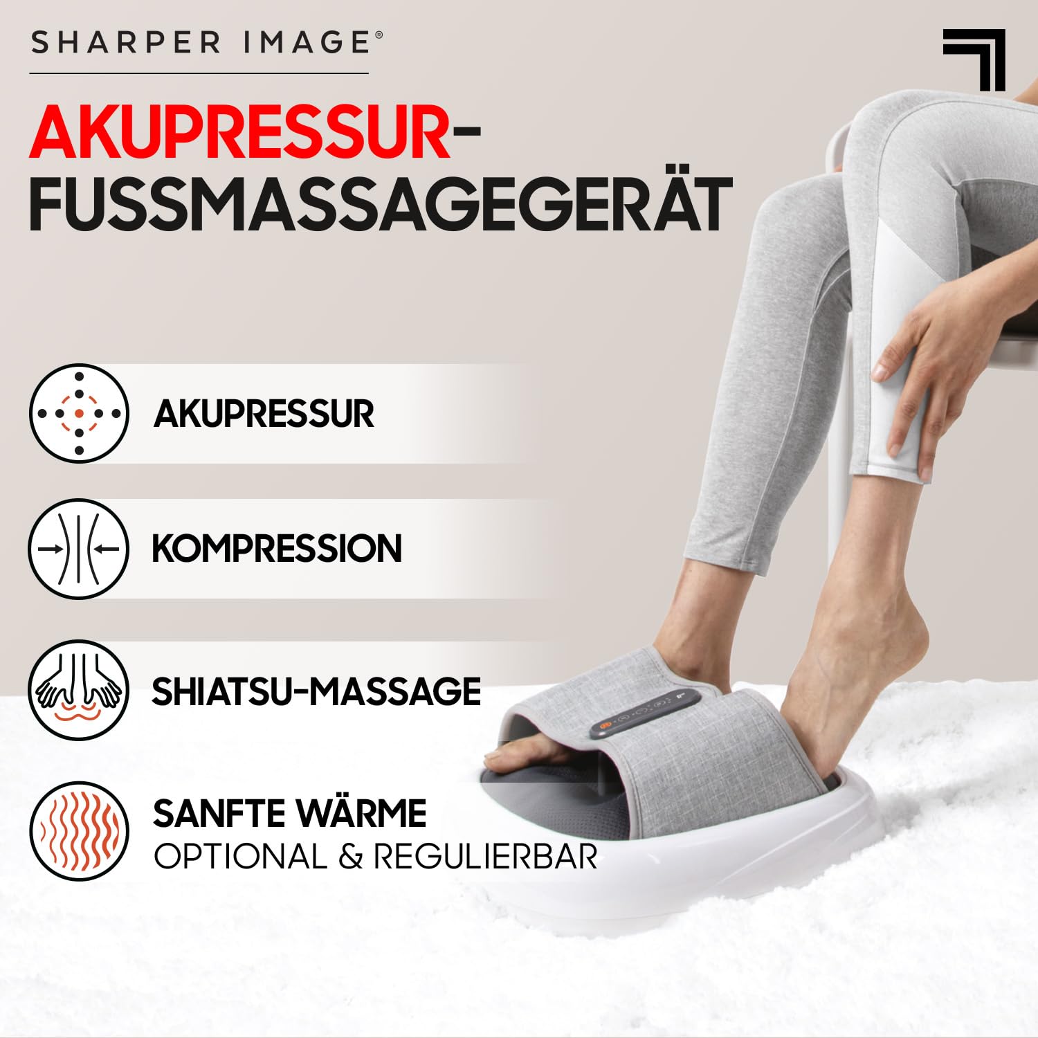 SHARPER IMAGE - Akupressur Fußmassagegerät mit Wärmefunktion - Elektrischer Fußwärmer - Shiatsu - Luftkompression - Massage & Entspannung - Fußreflexzonenmassage - Geschenk für Frauen oder Männer