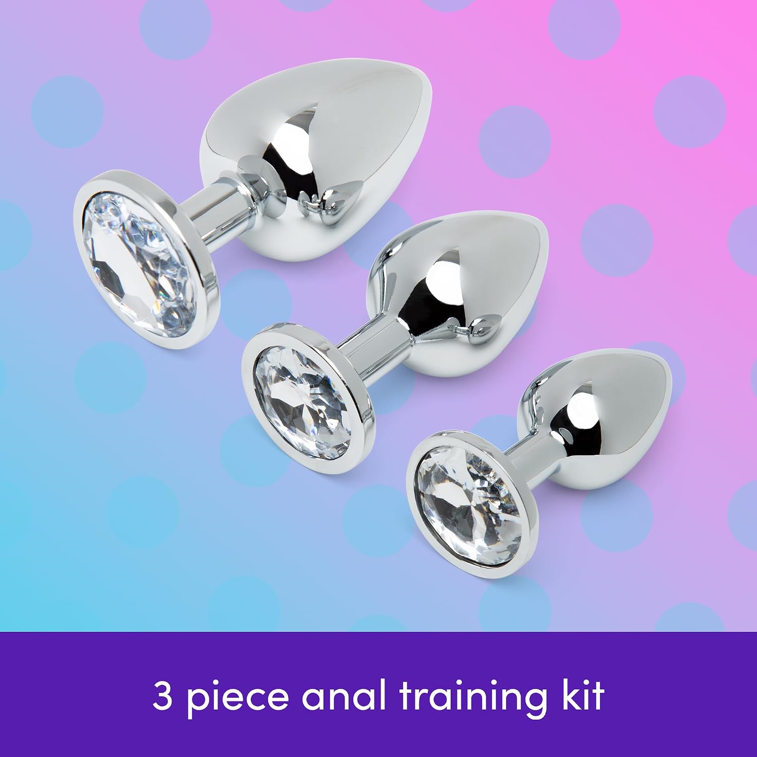 Lovehoney Metal Butt Plug Kit | Jewelled 3 PCS Anal Training Set for Beginners | Butt Plugs for Men, Women & Couples | Weighted Anal Sex Toys Small, Medium & Large | Prostate Massager Adult Toy