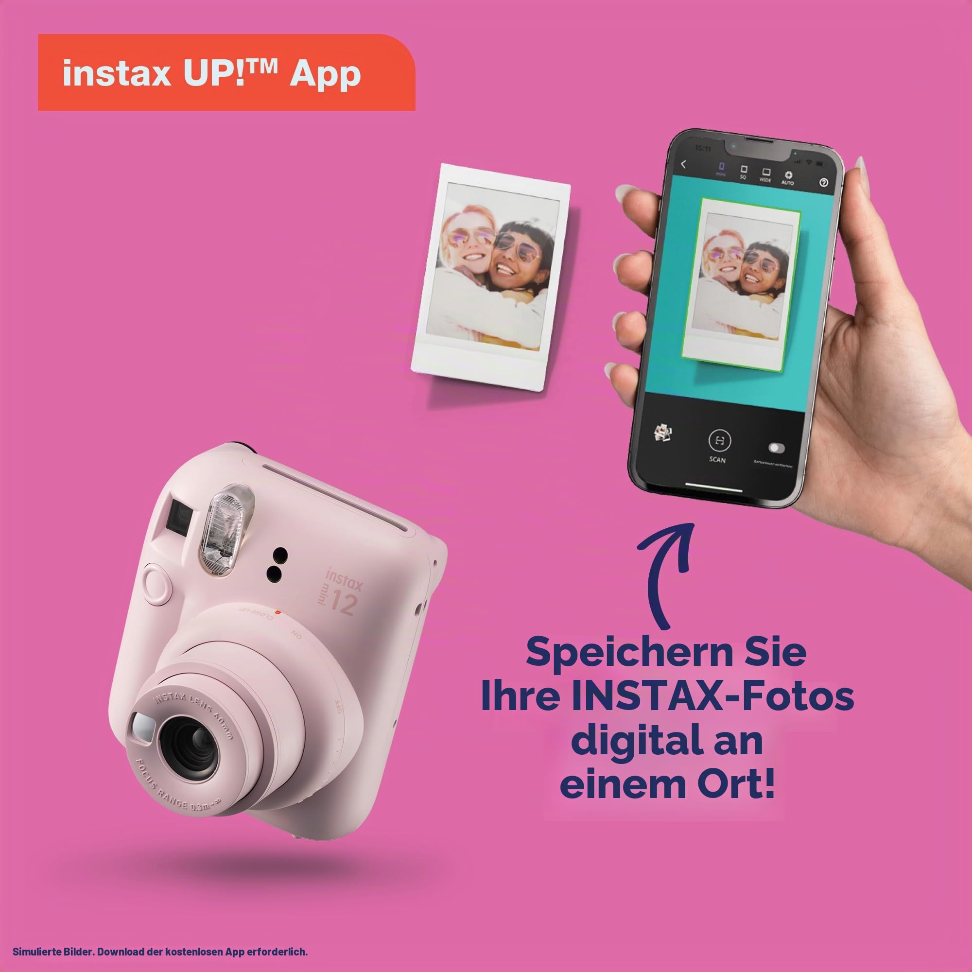 Fujifilm Instax Mini 12 Sofortbildkamera, Blossom Pink