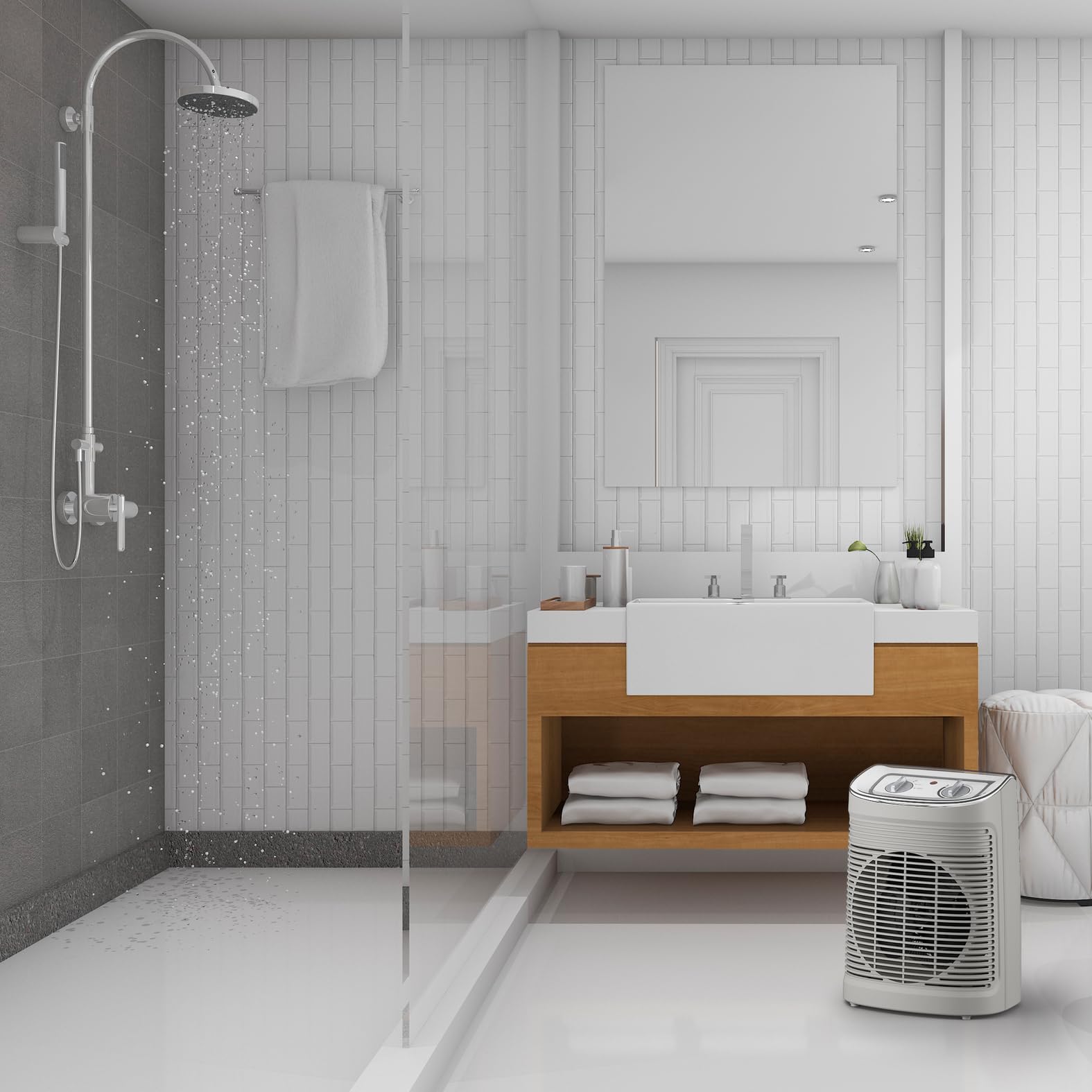 Rowenta Instant Comfort Aqua Termoventilatore, Potente e Silenzioso, Uso Sicuro in Bagno, Pannello di Controllo, Standar di Protezione Umidità, SO6510