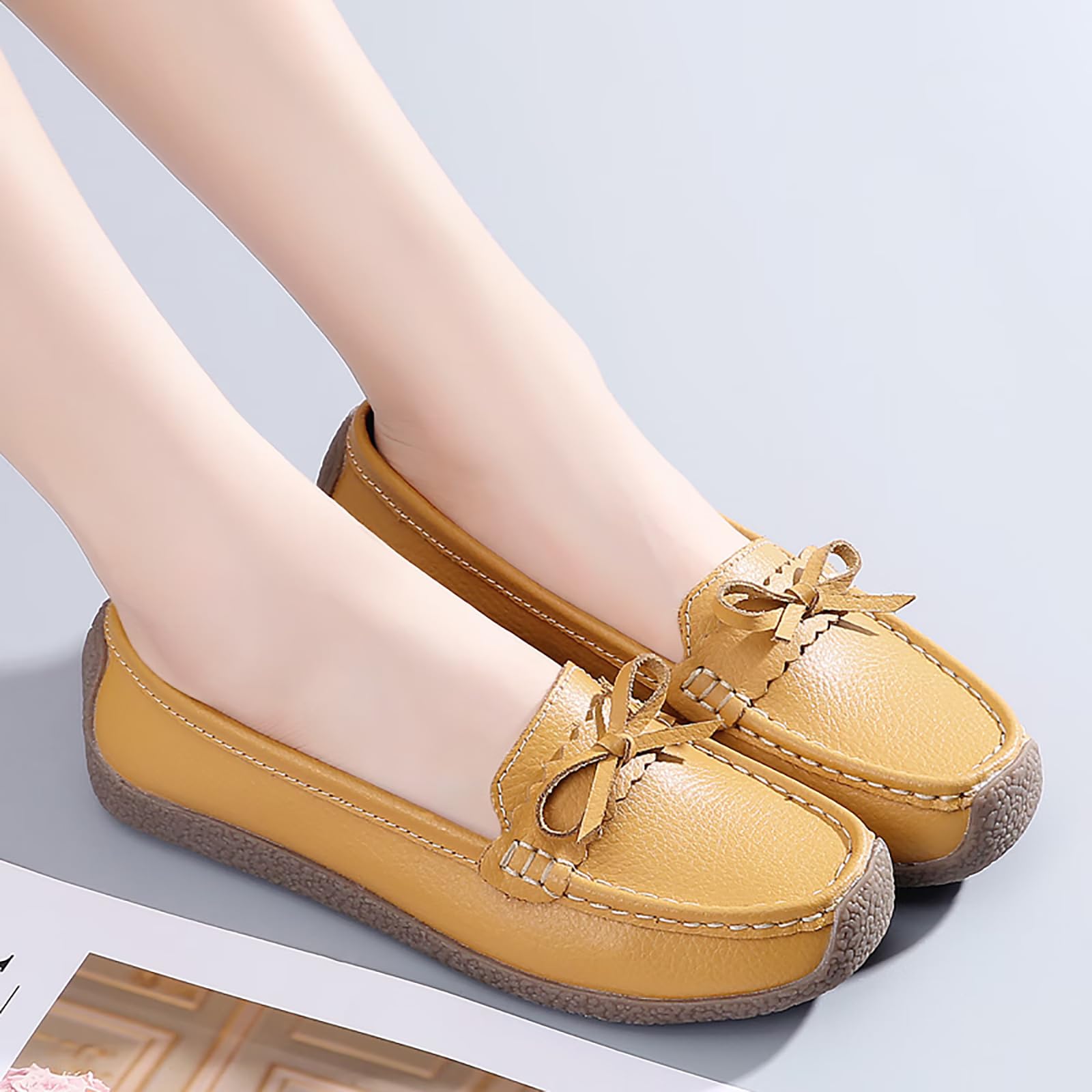 Solaud Femmes Cuir Mocassins Confortables Souples Conduite Antidérapants Penny Richelieus Quotidien Travail Marche Plates Décontractées Chaussures