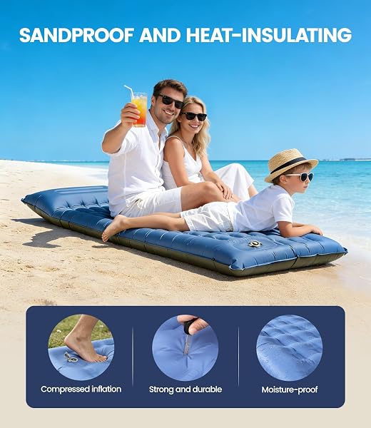 Ultralight Self-Inflating Camping Mattress, Single Inflatable Camping Mattress with Pillow, Built-in Foot Pump, Camping Portable Equipment for Beach, Travel, Hiking - 4