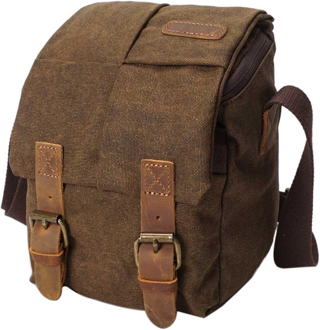 Neuleben Wasserdicht Klein Kameratasche SLR-Tasche Vintage Fototasche aus Canvas Unisex für Spiegelreflexkameras (Braun)