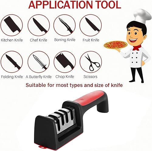 Miniatura 4 de Afilador de cuchillos de 3 etapas, varillas de diamante y tungsteno para cuchillos y tijeras de cerámica, acero y reparación rápida de cuchillas con