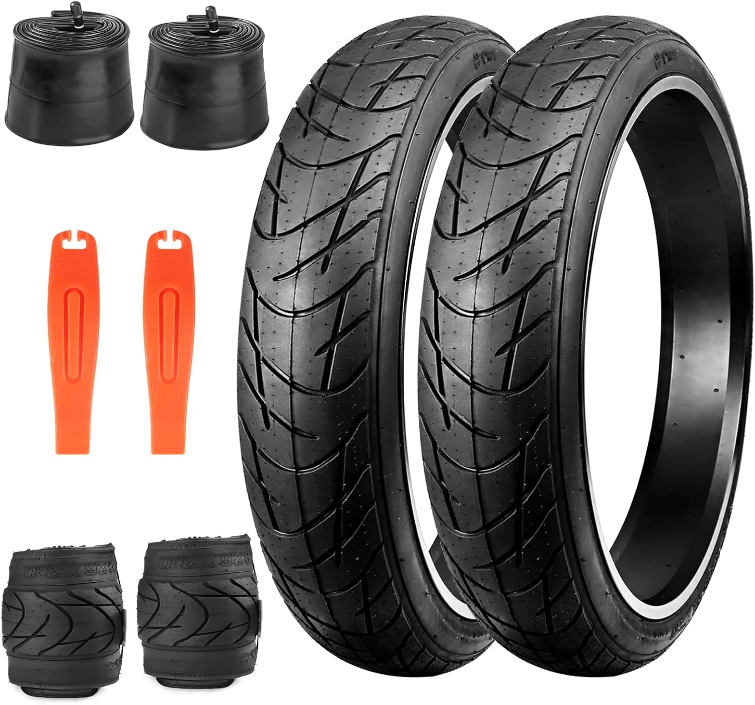 E Bike Fats tire 26 x 3 Fats tire Heavy Responsibility Excessive-Efficiency Put on-Resistant E-Bike Mountain Snow Bike Tire with Tubes,1/2pack,Black