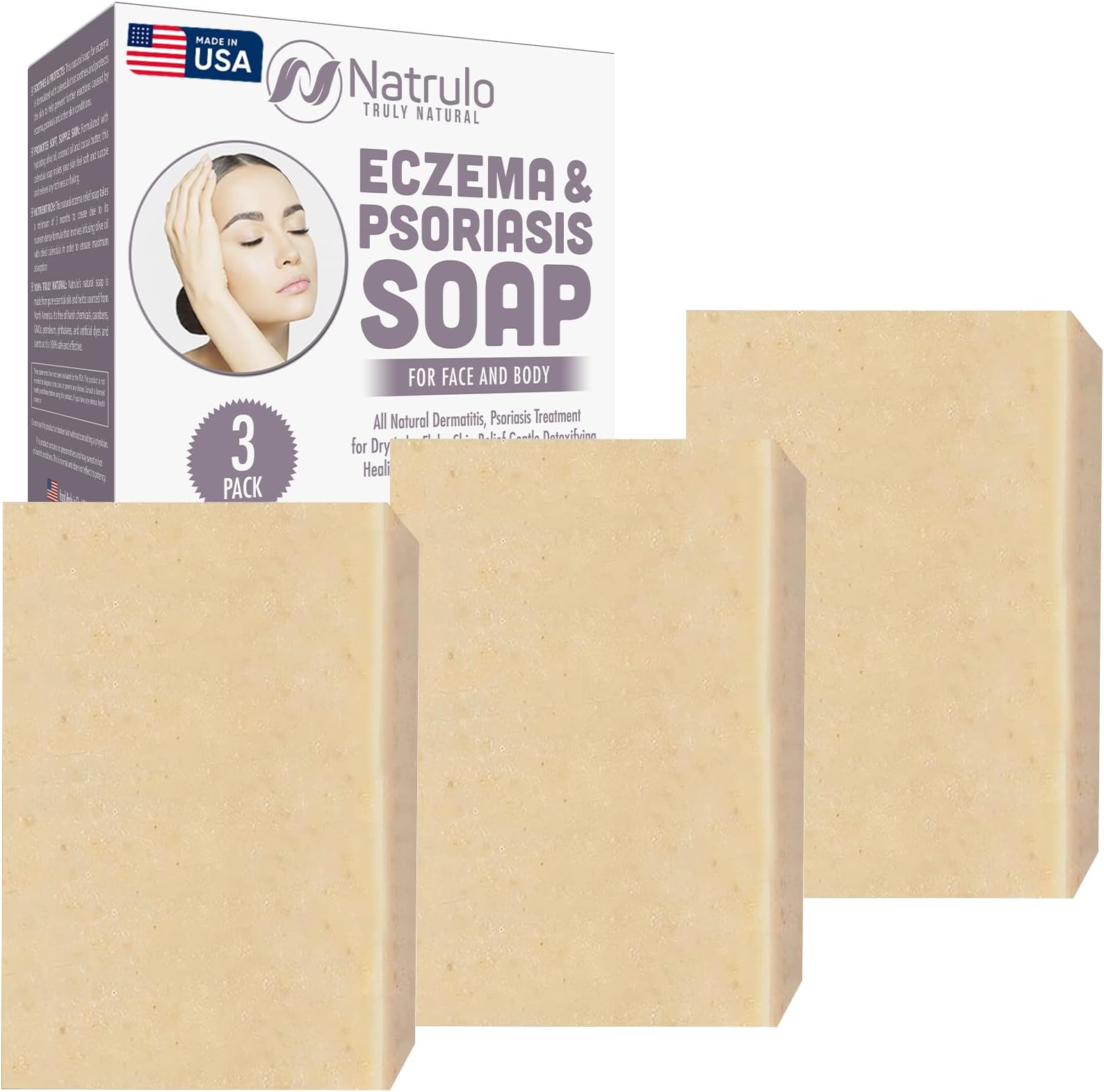 Eczema Soap Bar for Face and Body – All Natural Dermatitis, Psoriasis Treatment for Dry Itchy Flaky Skin Relief – Gentle Detoxifying, Healing, Anti-Itch, Cleansing Skin Care Remedy – Made in USA