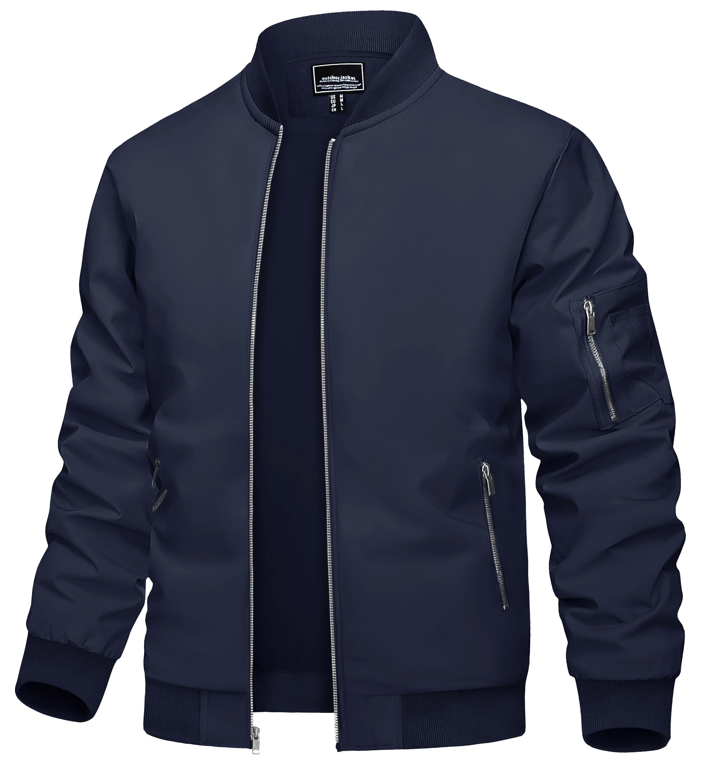 TACVASEN Uomo Bomber Jacket Leggero Giacca per Il Tempo Libero con Tasche con Zip