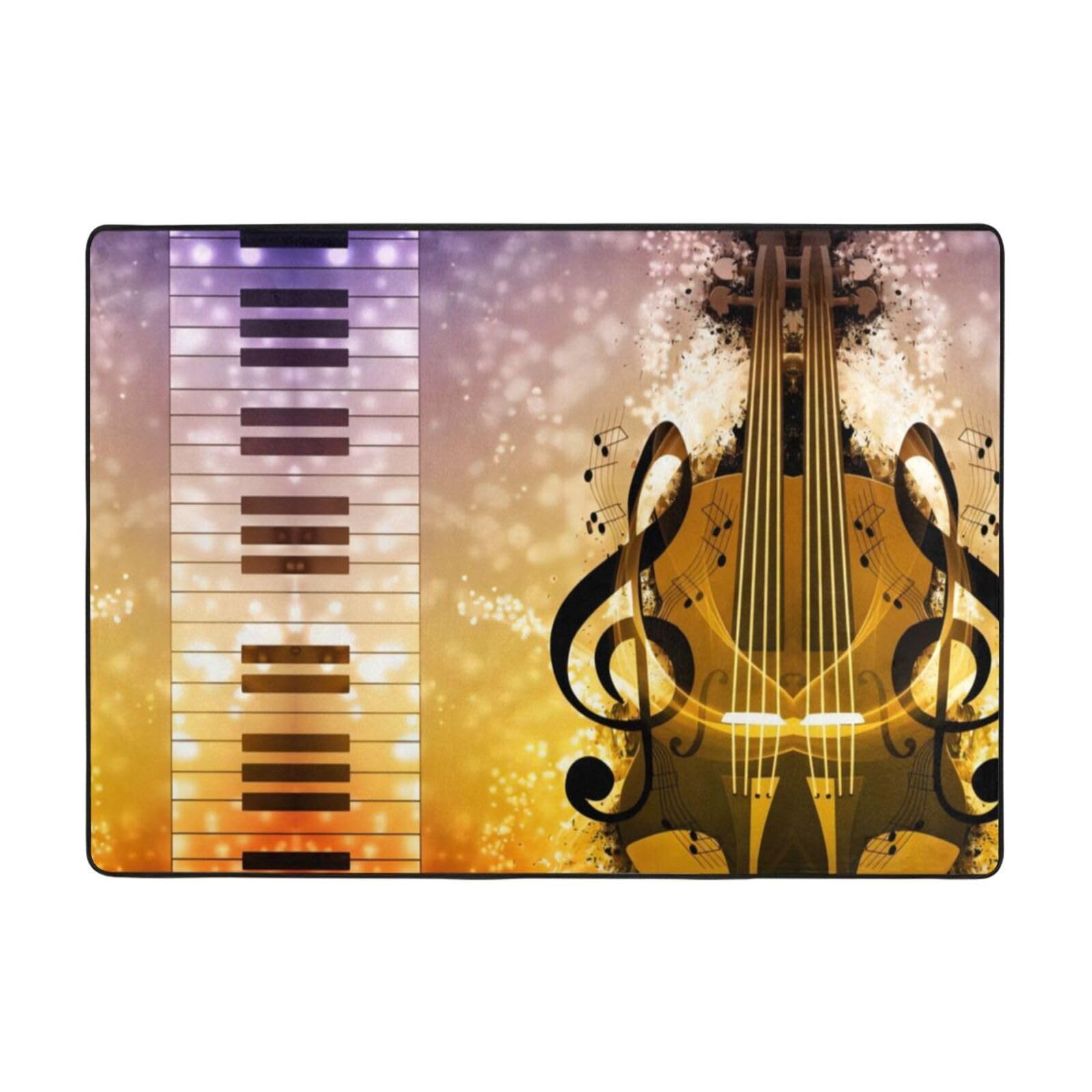Tapis de sol antidérapant en peluche avec imprimé notes de musique pour piano violon 203,2 x 147,3 cm – Confort bien conçu pour votre oasis domestique