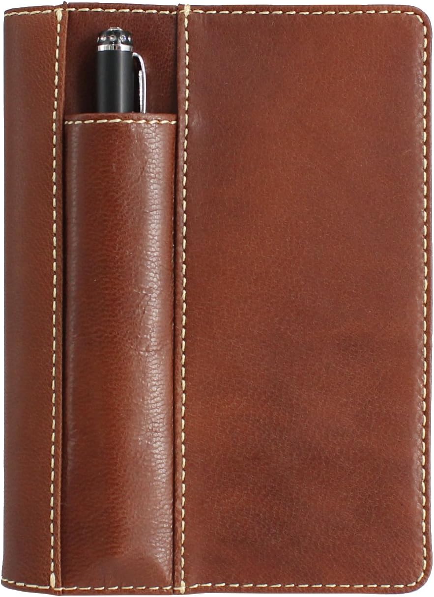 Refillable Leather Journal A6 Business Notebook Diary Planner - Goatskin Leather (Brown)