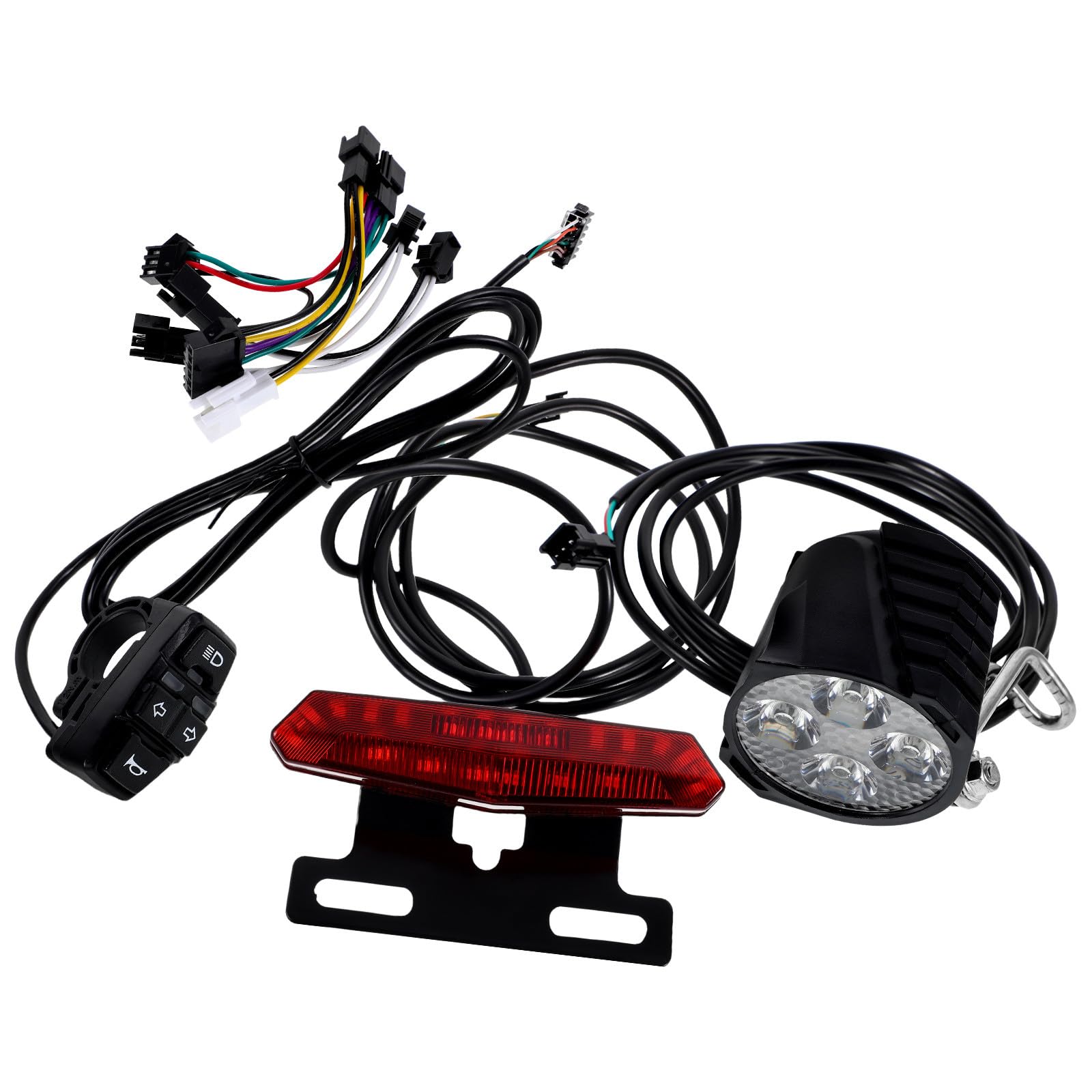 IMIKEYA Kit Lumière Arrière Vélo Électrique Multifonction avec Feu LED Haute Luminosité, Bouton Interrupteur Abs, Klaxon, Installation Facile pour Sécurité Renforcée