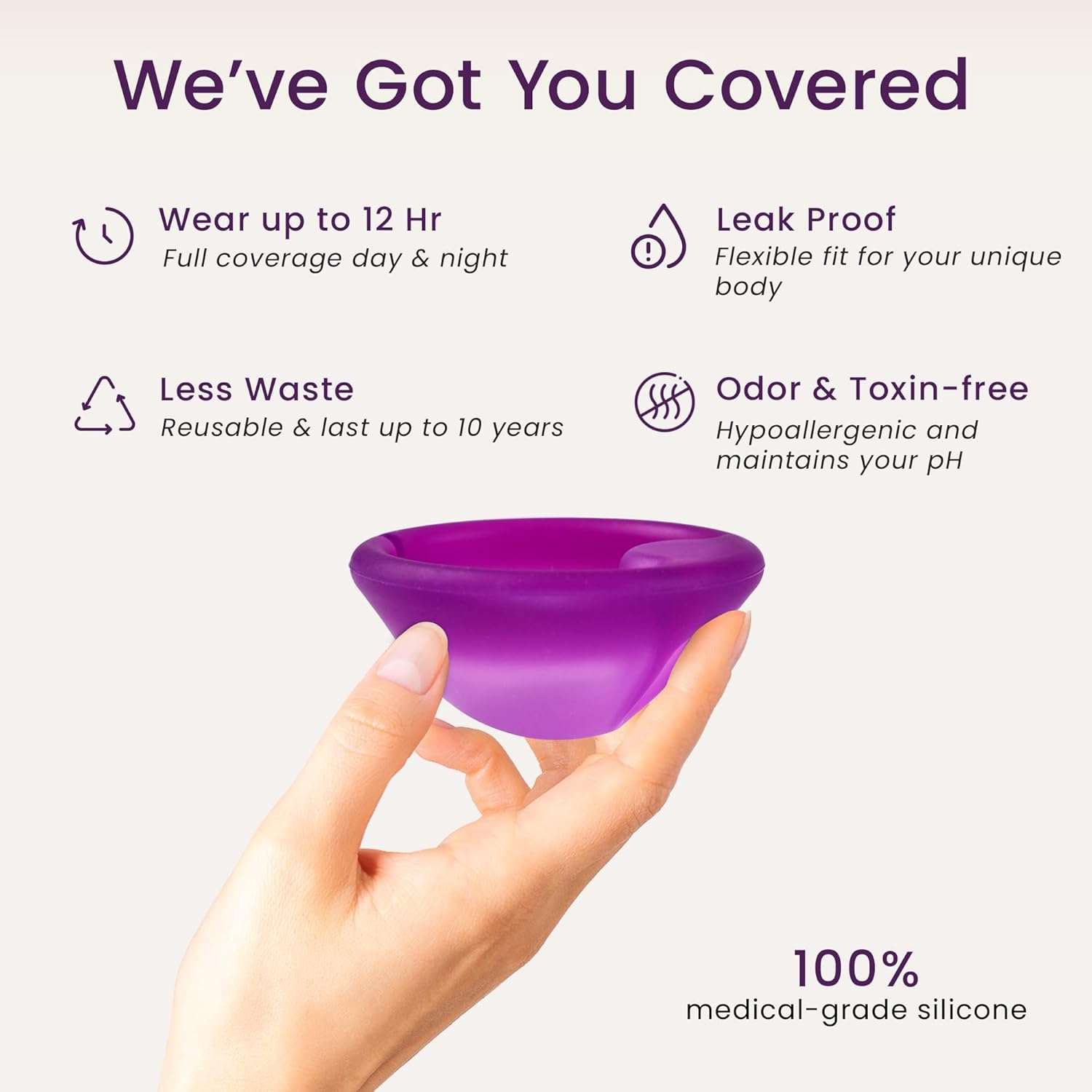Ecoblossom Reusable Menstrual Disc - Menstrual Cup - Soft Period Disc for Women Designed with Tab, Medical-Grade Silicone Period Cup [S (Violet) & M (Magenta)] - Image 2