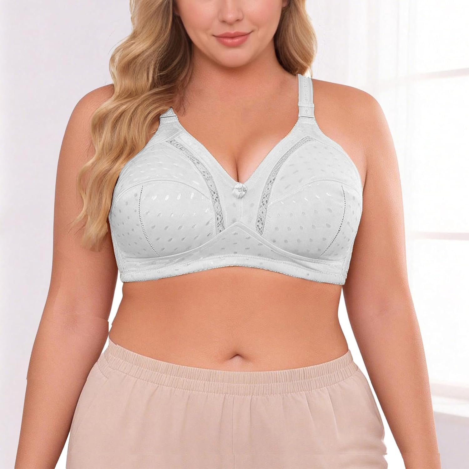 Women Supportive Wireless Bra Push Up Full Coverage Seamless Bra Comfortable No Underwire Plus Size Bra with Padded