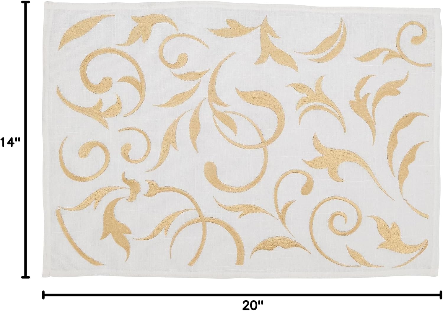 Saro Lifestyle Botanical Embroidered Leaves Placemat (Set of 4), Gold, 14"x20"