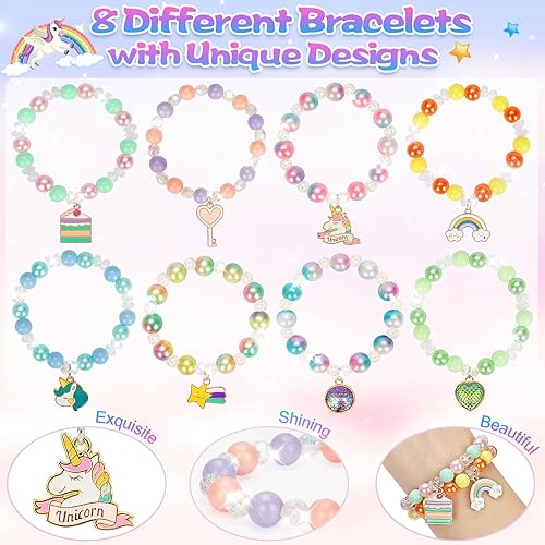 Miniatura 3 de Bombas de baño para niños, paquete de 8 bombas de baño para niñas con pulseras de unicornio y sirena, bombas de baño para niñas con sorpresa en el